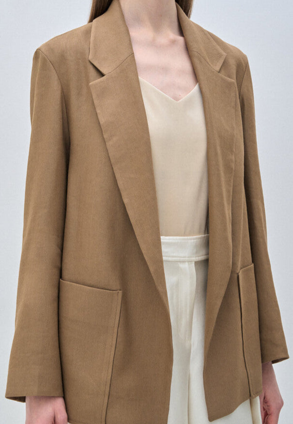 Lightweight Linen Blend Open Blazer