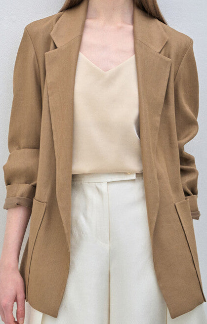 Lightweight Linen Blend Open Blazer