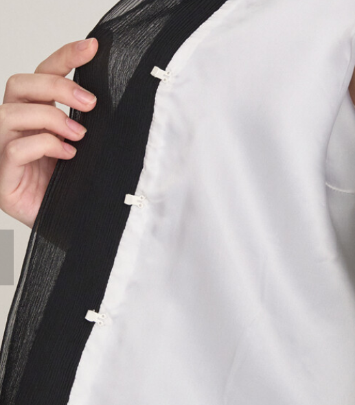 Wool Blend Tweed Jacket & Pearl Ribbon Brooch