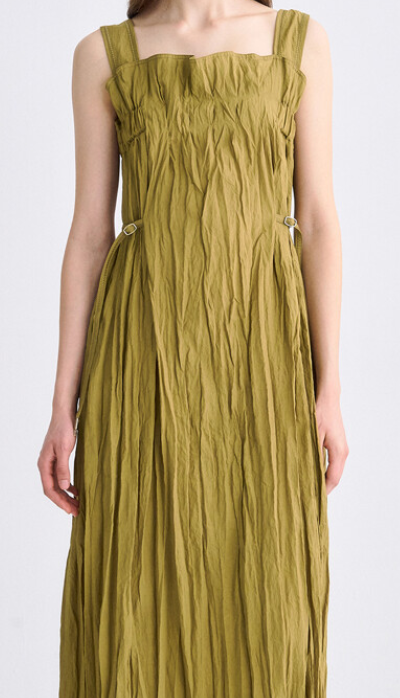 Sleeveless Crinkle strap flare Dress