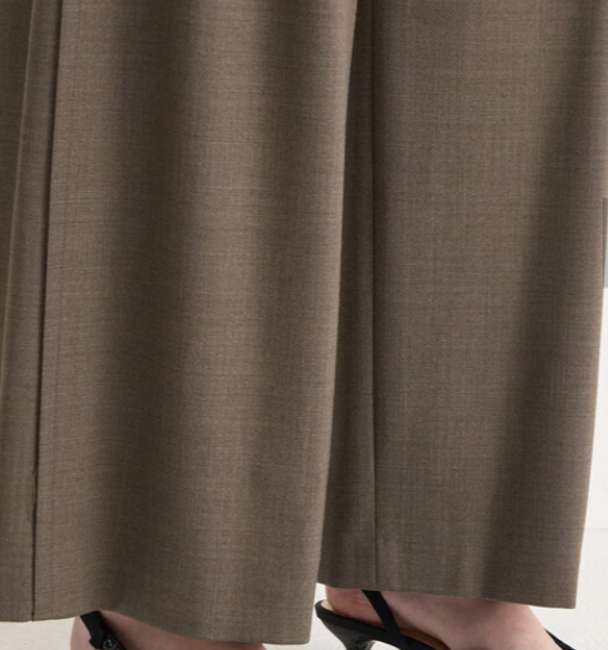 Wool Blend Belted One-Tuck Back Banding Pants