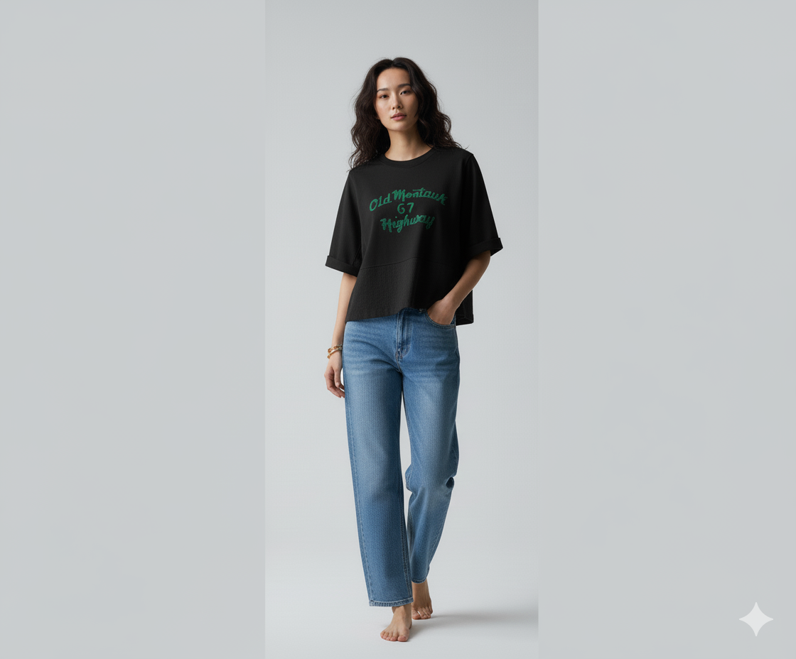 Modern Contrast Loose-Fit Half Sleeve T-Shirts