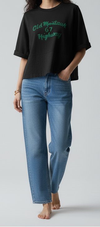 Modern Contrast Loose-Fit Half Sleeve T-Shirts