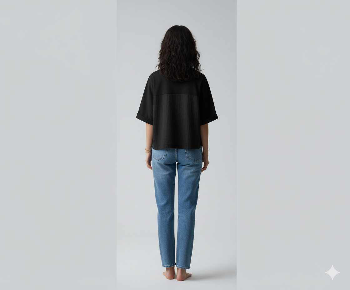 Modern Contrast Loose-Fit Half Sleeve T-Shirts