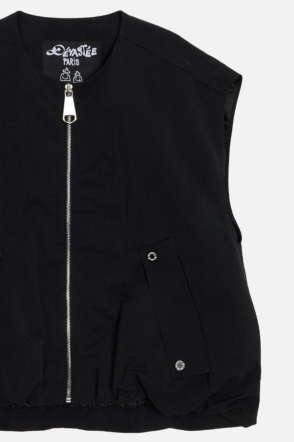 [K-LUX] Ruffle Detail Nylon Bomber – Black