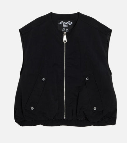 [K-LUX] Ruffle Detail Nylon Bomber – Black