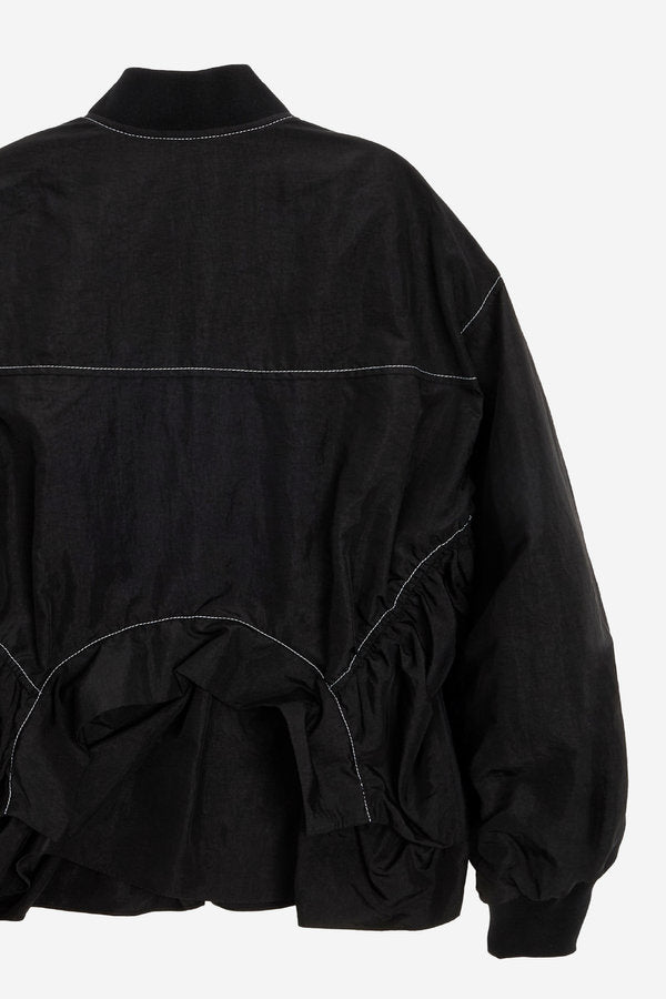 [K-LUX] Ruffle-Trim Nylon Bomber Jacket