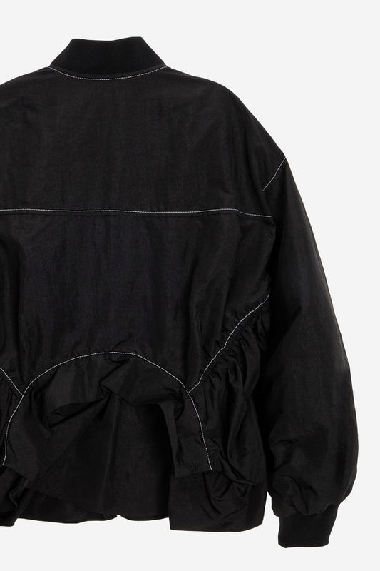 [K-LUX] Ruffle-Trim Nylon Bomber Jacket