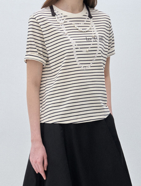 [K-LUX]Detachable Pearl Strap T-Shirt