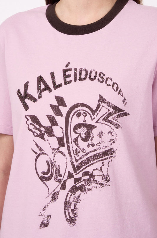 [K-LUX] Beaded Printed Half Sleeve Tee