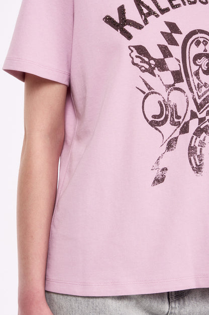 [K-LUX] Beaded Printed Half Sleeve Tee