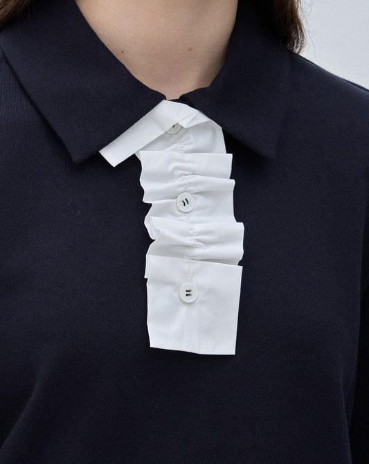 [K-LUX] Detachable Textured Block Collar Top
