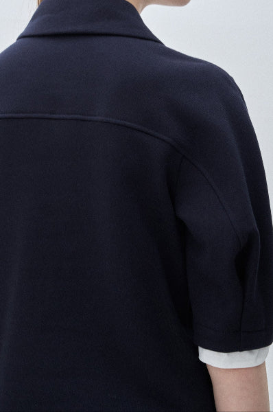 [K-LUX] Detachable Textured Block Collar Top