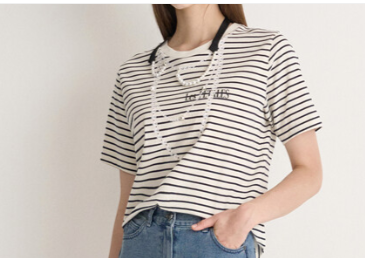 [K-LUX]Detachable Pearl Strap T-Shirt