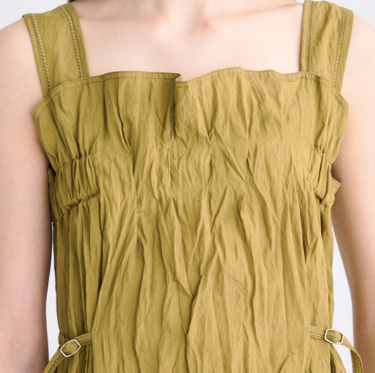 Sleeveless Crinkle strap flare Dress