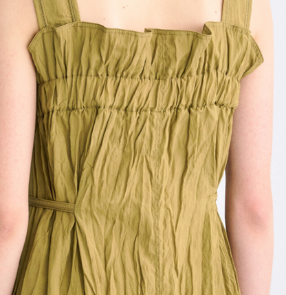 Sleeveless Crinkle strap flare Dress