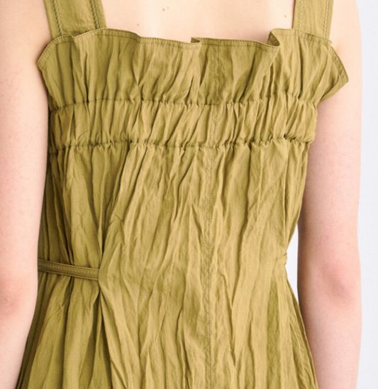 Sleeveless Crinkle strap flare Dress