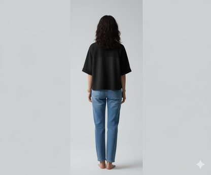 Modern Contrast Loose-Fit Half Sleeve T-Shirts