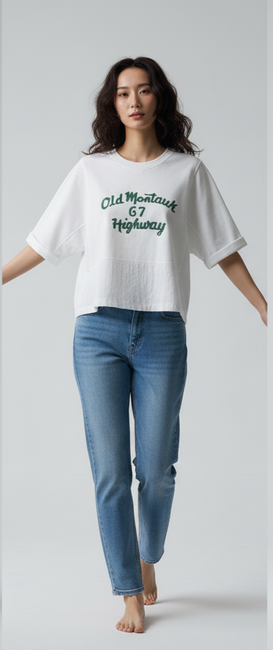 Modern Contrast Loose-Fit Half Sleeve T-Shirts