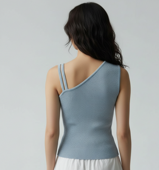 Asymmetric Double Strap Knit Top