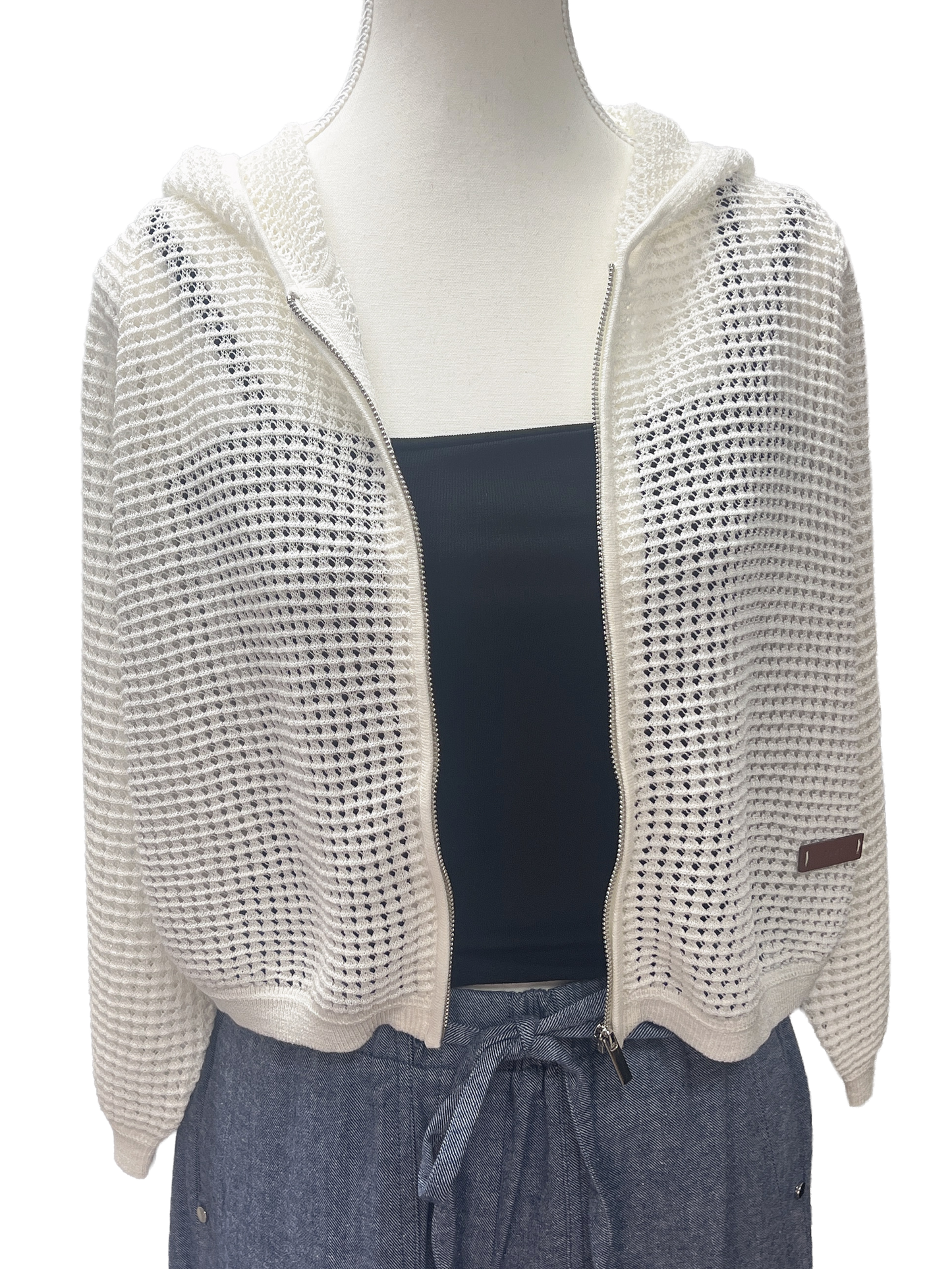 Mesh Hoodie Zip-Up Cardigan