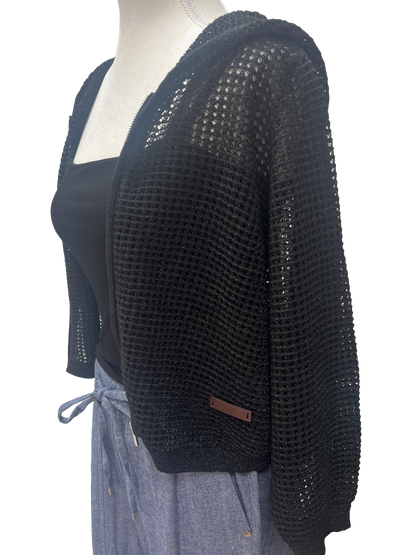 Mesh Hoodie Zip-Up Cardigan