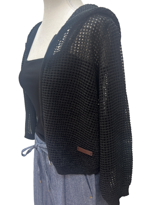 Mesh Hoodie Zip-Up Cardigan